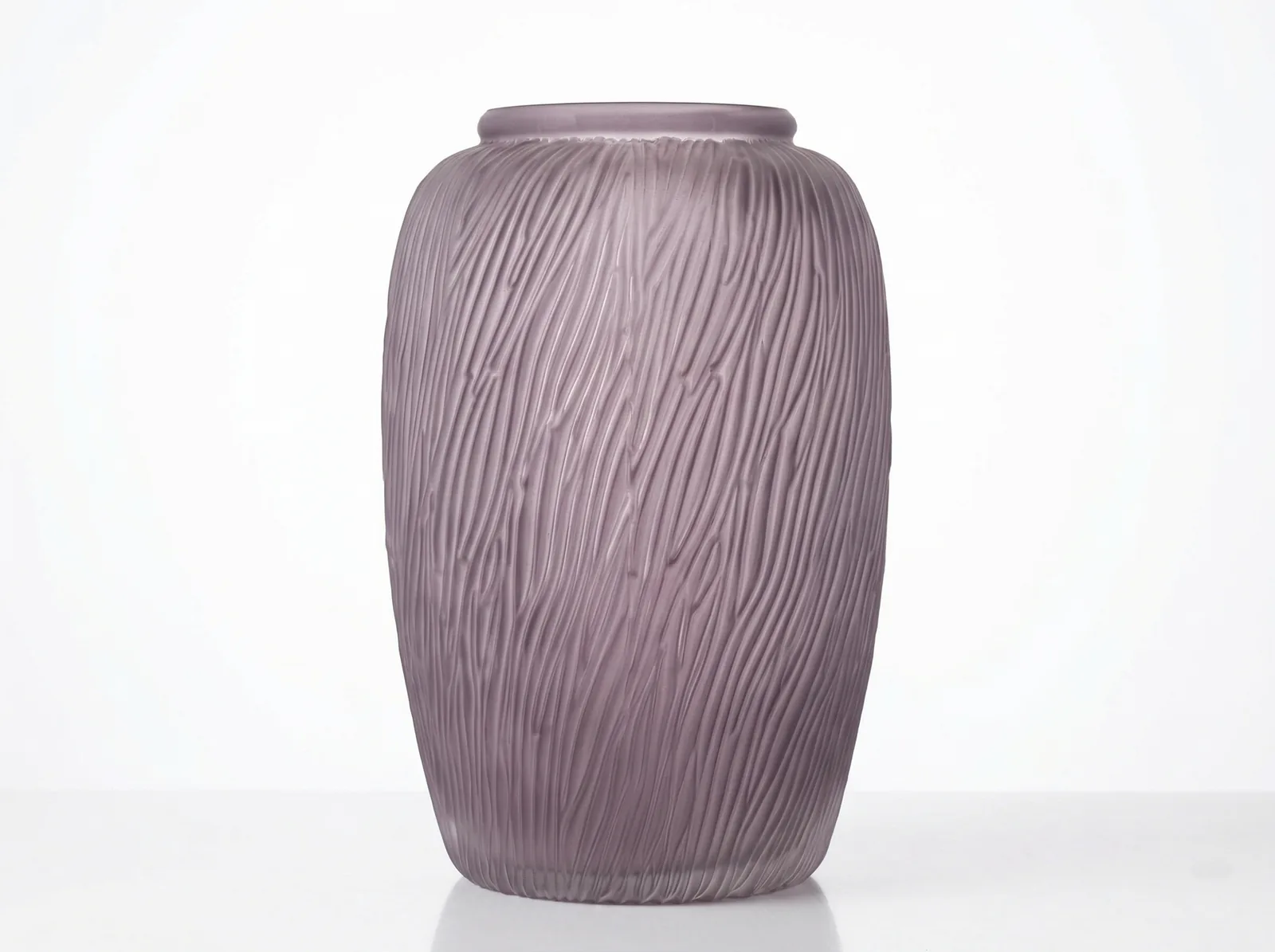 Vaso Alto de Vidro Fosco com Ranhuras