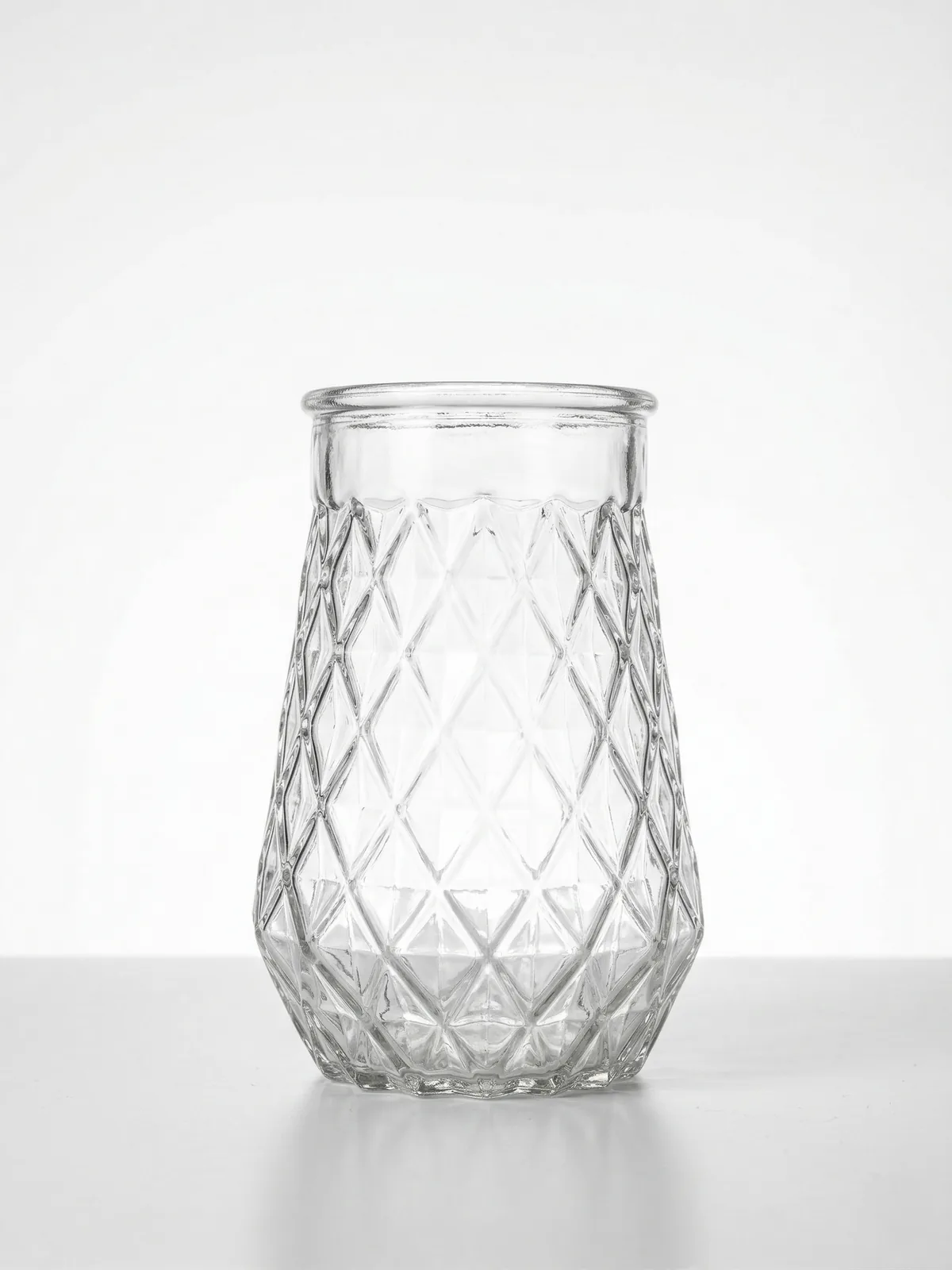 Vaso de Vidro com Relevo Diamante