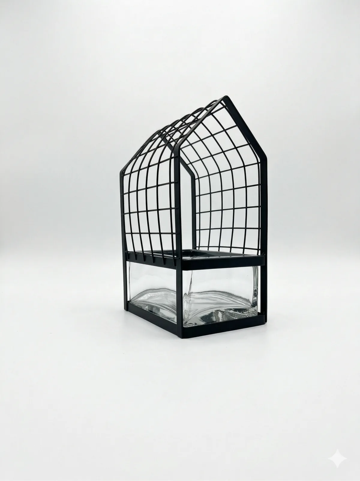 Terrário Casinha de Vidro e Metal