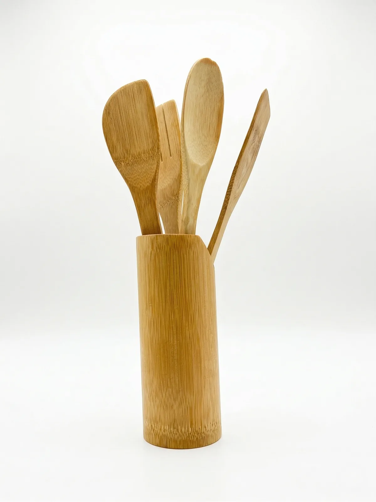 Kit Utensílios de Bambu com Suporte